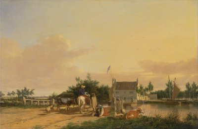 Buckenham Ferry, aan de rivier de Yare, Norfolk door Joseph Stannard